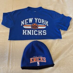 NY KNICKS BLUE REVERSIBLE HAT AND SHIRT